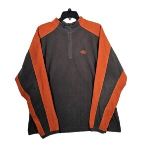 The North‎ Face Men's XL  1/4 Zip Fleece Pullover Orange and Gray Outdoor